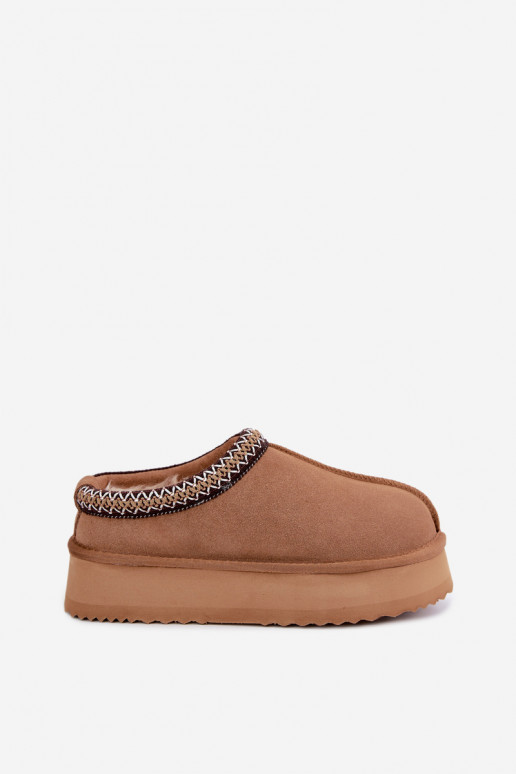 Stivali da neve in suede sintetico con striscia decorativa Vinceza 97972 marrone