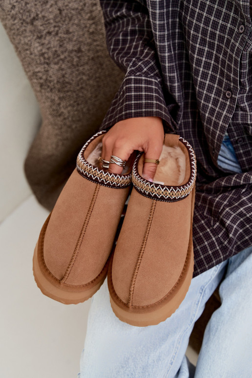 Stivali da neve in suede sintetico con striscia decorativa Vinceza 97972 marrone