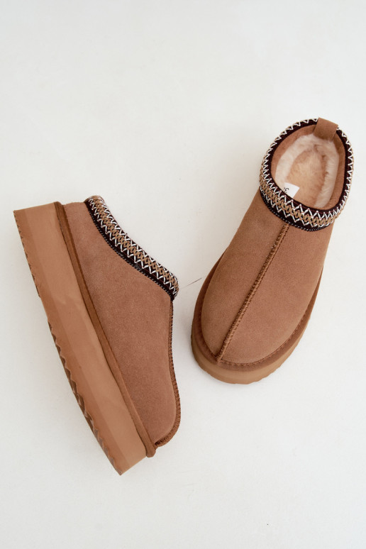 Stivali da neve in suede sintetico con striscia decorativa Vinceza 97972 marrone
