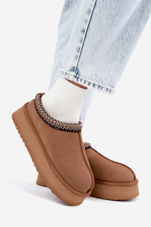 Stivali da neve in suede sintetico con striscia decorativa Vinceza 97972 marrone