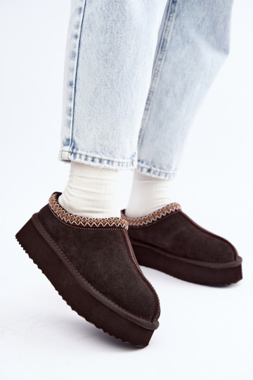 Stivali da neve in suede sintetico con striscia decorativa Vinceza 97972 cioccolato 2