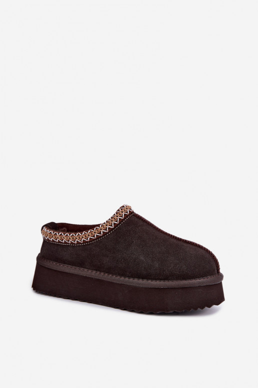 Stivali da neve in suede sintetico con striscia decorativa Vinceza 97972 cioccolato