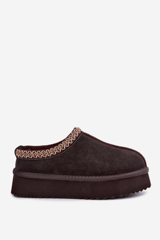 Stivali da neve in suede sintetico con striscia decorativa Vinceza 97972 cioccolato
