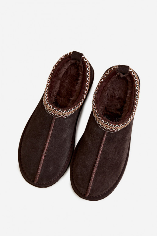 Stivali da neve in suede sintetico con striscia decorativa Vinceza 97972 cioccolato