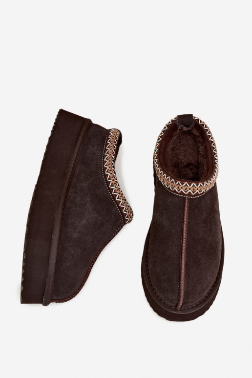 Stivali da neve in suede sintetico con striscia decorativa Vinceza 97972 cioccolato
