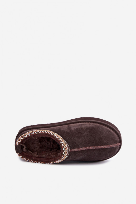 Stivali da neve in suede sintetico con striscia decorativa Vinceza 97972 cioccolato