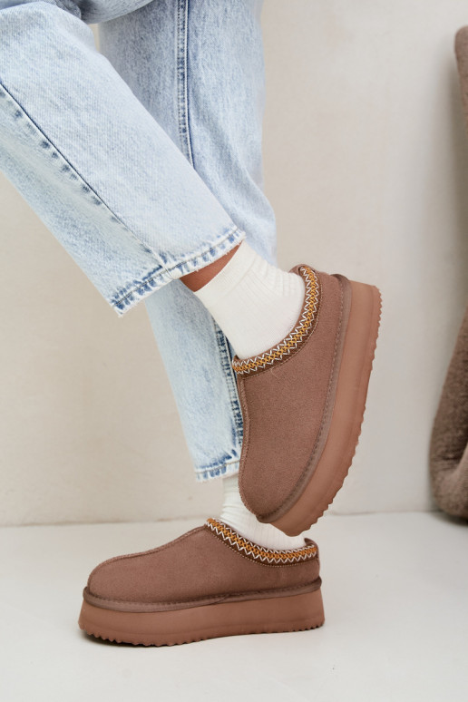 Stivali da neve in suede sintetico con striscia decorativa Vinceza 97972 sabbia