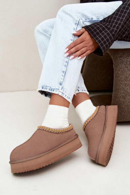 Stivali da neve in suede sintetico con striscia decorativa Vinceza 97972 sabbia