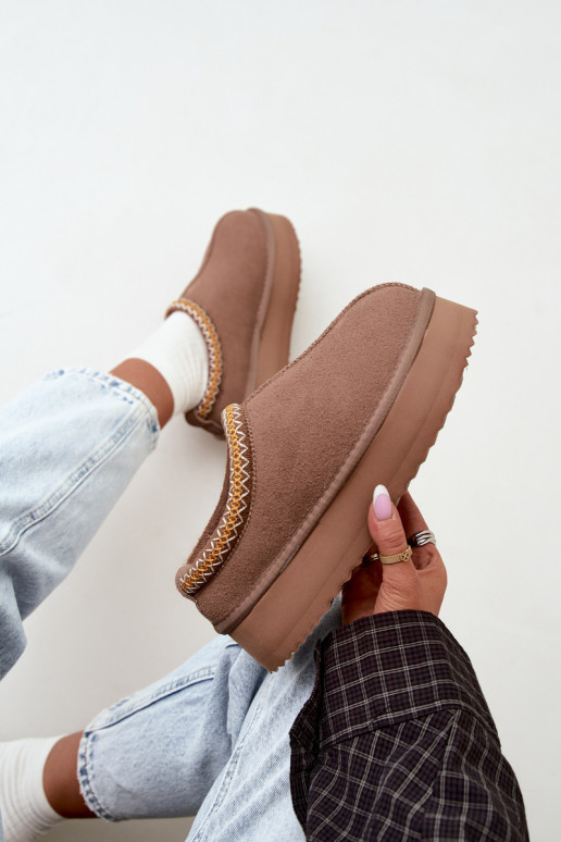 Stivali da neve in suede sintetico con striscia decorativa Vinceza 97972 sabbia