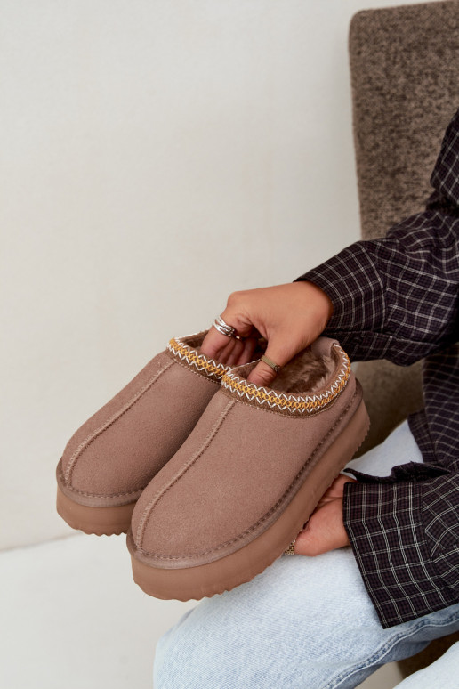 Stivali da neve in suede sintetico con striscia decorativa Vinceza 97972 sabbia