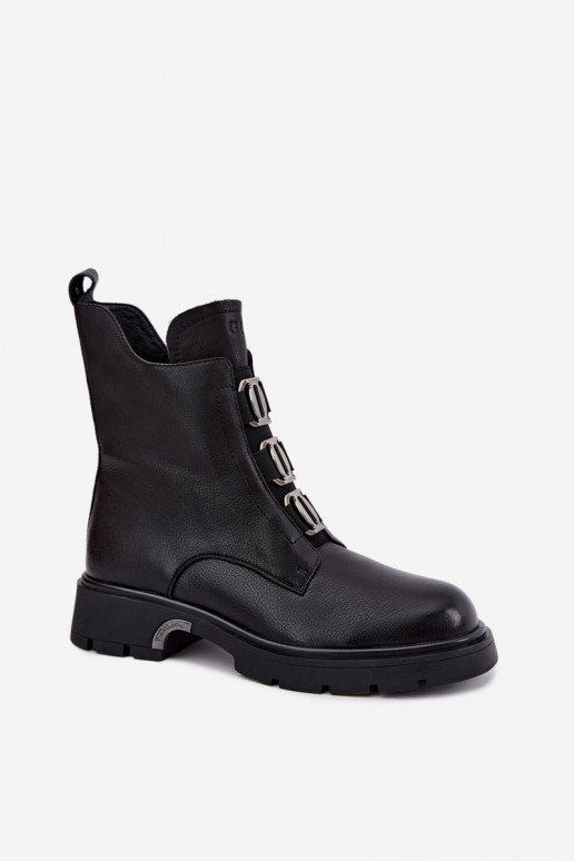 Stivaletti in pelle foderati con dettagli eleganti GOE UU2N4138 neri