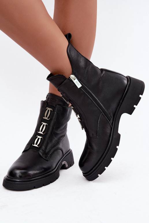 Stivaletti in pelle foderati con dettagli eleganti GOE UU2N4138 neri