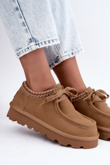 Stivali da neve in suede sintetico con elementi ricamati D7868-29 marrone