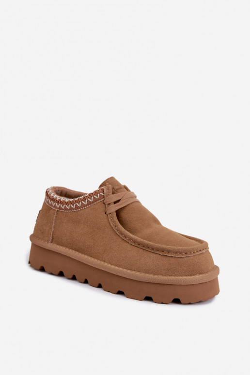 Stivali da neve in suede sintetico con elementi ricamati D7868-29 marrone