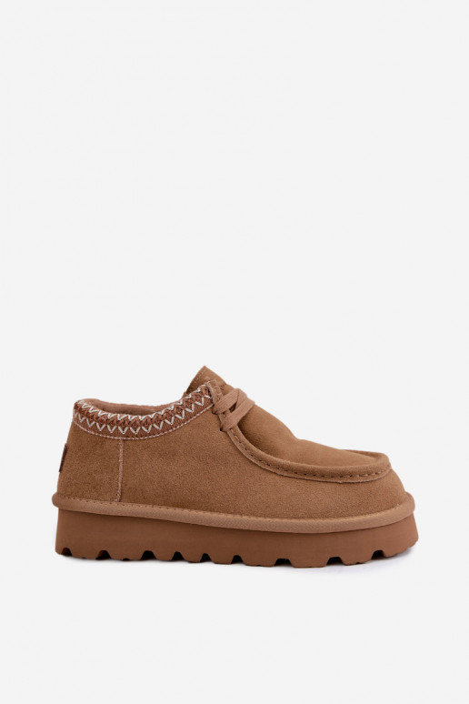 Stivali da neve in suede sintetico con elementi ricamati D7868-29 marrone