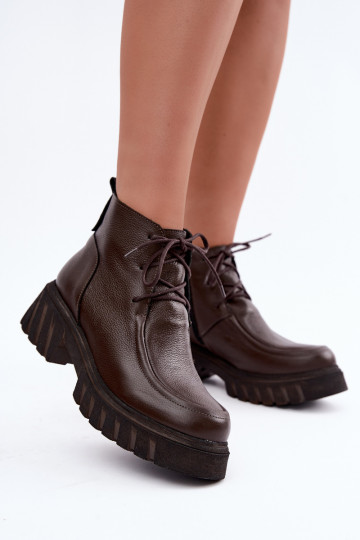 Stivaletti in pelle foderati con dettagli eleganti Zazoo 60594 cioccolato 2