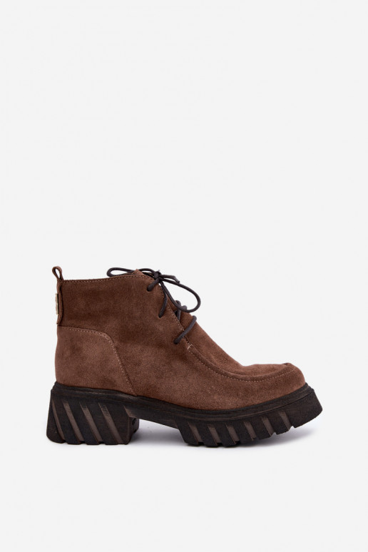 Stivaletti in suede sintetico foderati Zazoo 60594 marrone