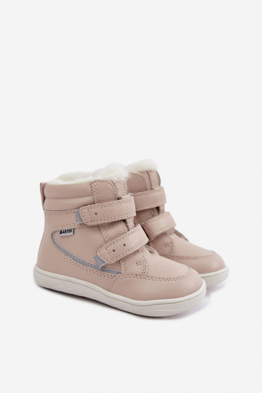 Stivali da neve in pelle per bambini Barefoot Bartek 8401454 colore sabbia