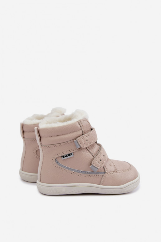 Stivali da neve in pelle per bambini Barefoot Bartek 8401454 colore sabbia