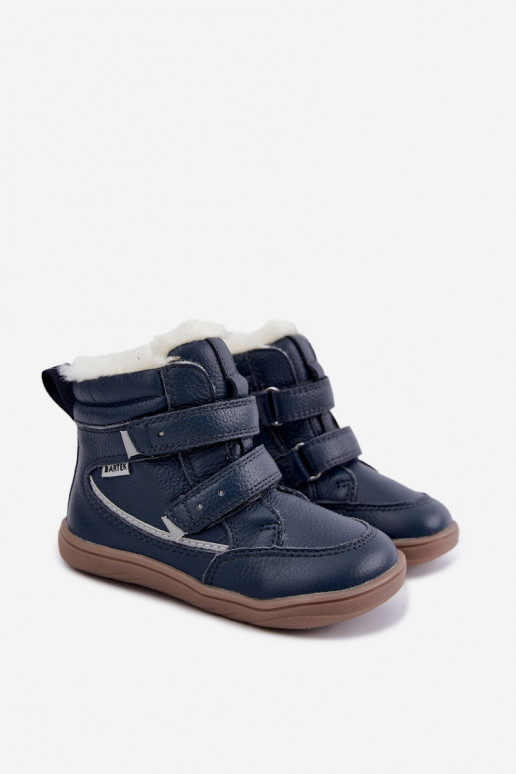 Stivali da neve in pelle per bambini Barefoot Bartek 8401456 blu scuro
