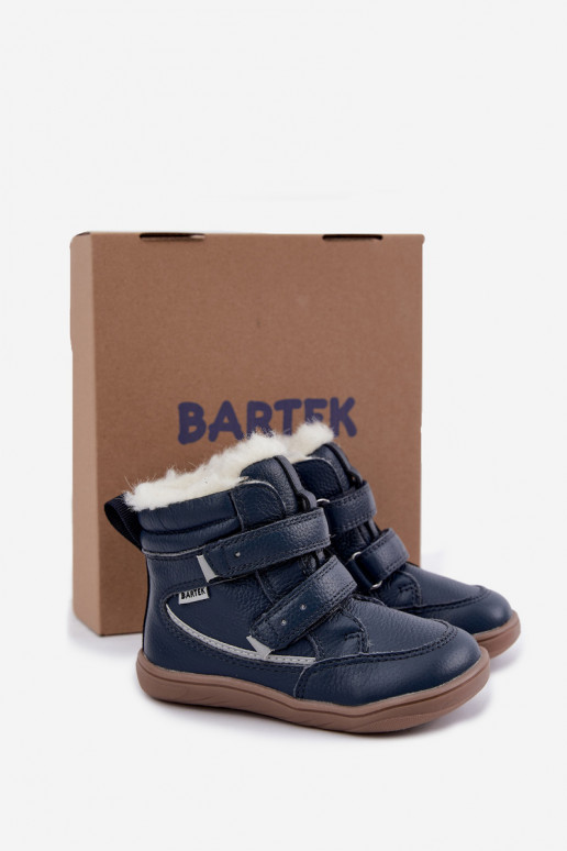 Stivali da neve in pelle per bambini Barefoot Bartek 8401456 blu scuro