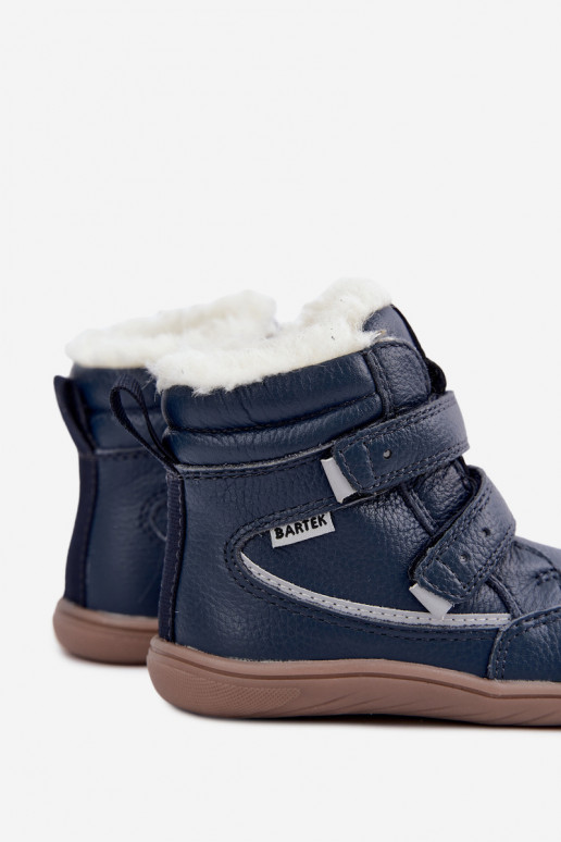 Stivali da neve in pelle per bambini Barefoot Bartek 8401456 blu scuro