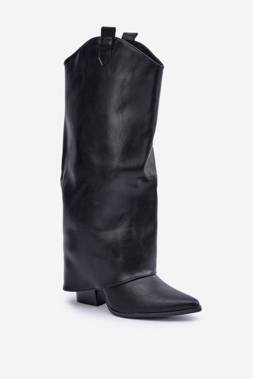 Stivali sopra il ginocchio slip-on con tacco in nero Rialivia