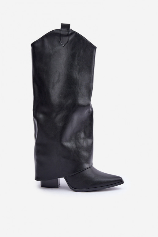 Stivali sopra il ginocchio slip-on con tacco in nero Rialivia