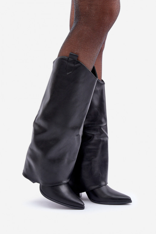 Stivali sopra il ginocchio slip-on con tacco in nero Rialivia