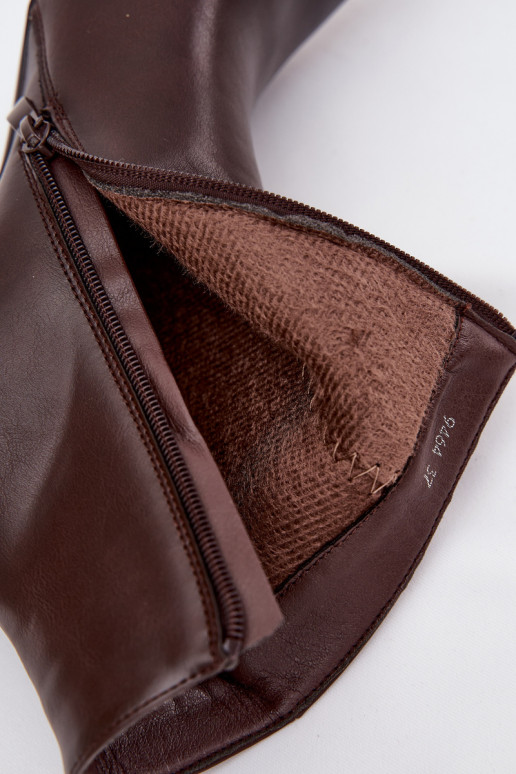 Stivaletti da donna isolati con tacco sottile, in pelle sintetica, in cioccolato Nolisse