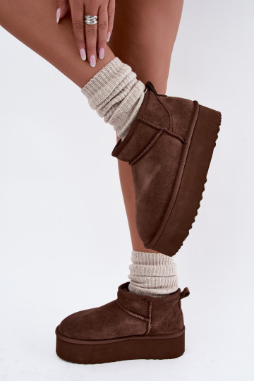 Stivali da neve da donna in suede naturale color marrone Tairene