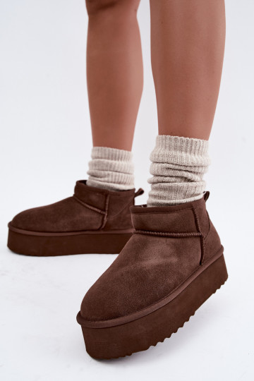 Stivali da neve da donna in suede naturale color marrone Tairene 2