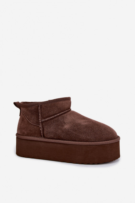 Stivali da neve da donna in suede naturale color marrone Tairene