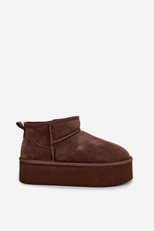 Stivali da neve da donna in suede naturale color marrone Tairene