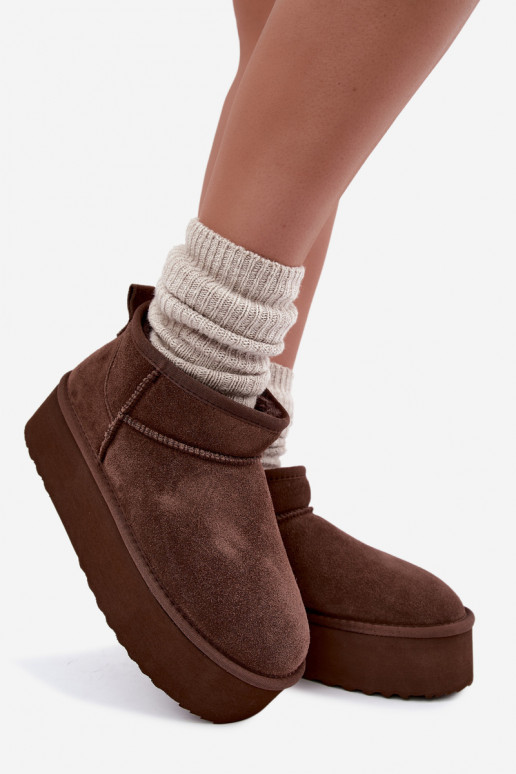 Stivali da neve da donna in suede naturale color marrone Tairene