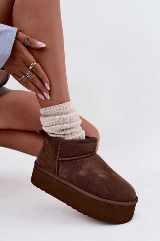 Stivali da neve da donna in suede naturale color marrone Tairene