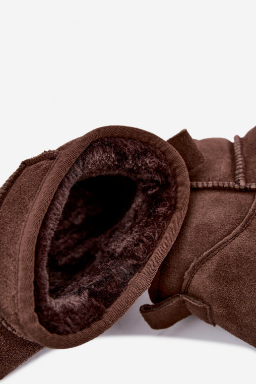 Stivali da neve da donna in suede naturale color marrone Tairene