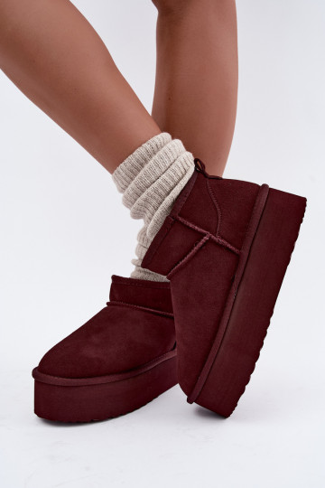 Stivali da neve da donna in suede naturale color bordeaux Tairene 2