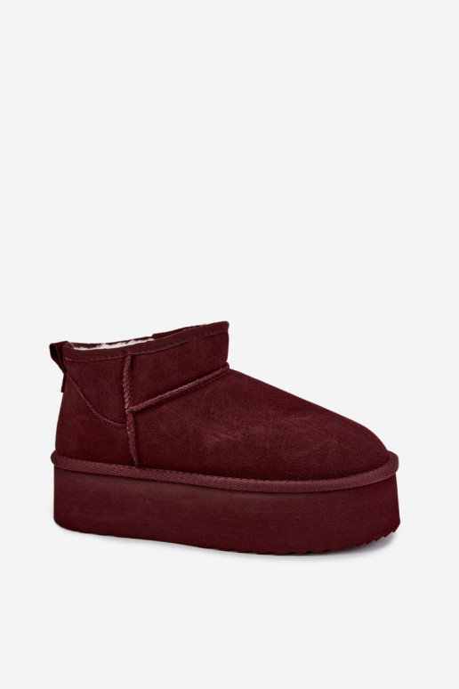 Stivali da neve da donna in suede naturale color bordeaux Tairene