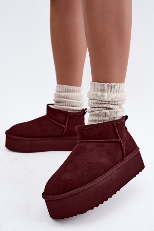 Stivali da neve da donna in suede naturale color bordeaux Tairene