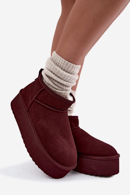 Stivali da neve da donna in suede naturale color bordeaux Tairene