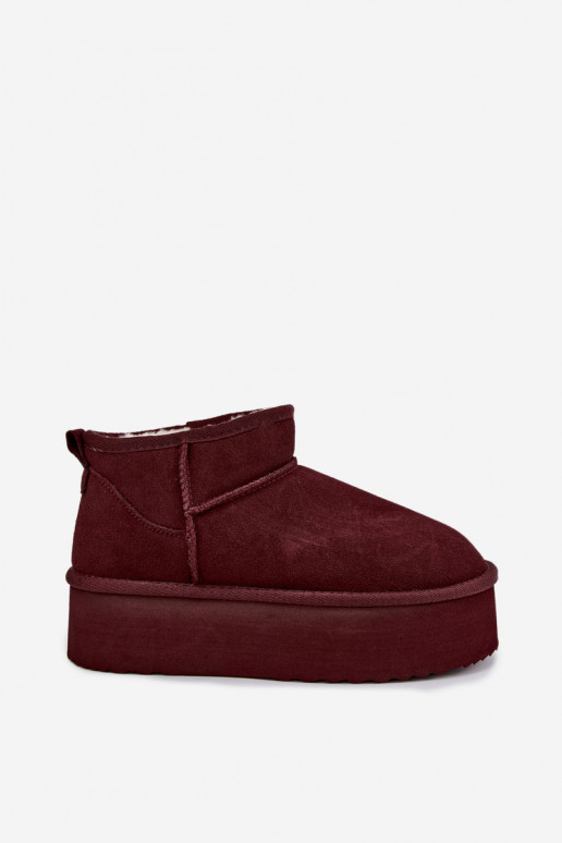 Stivali da neve da donna in suede naturale color bordeaux Tairene