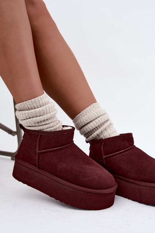 Stivali da neve da donna in suede naturale color bordeaux Tairene