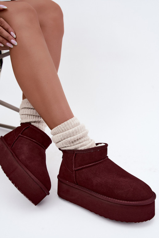 Stivali da neve da donna in suede naturale color bordeaux Tairene