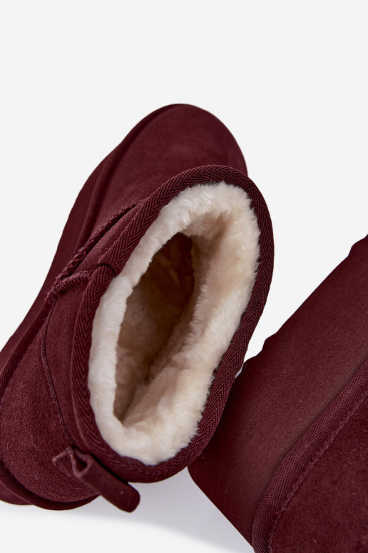 Stivali da neve da donna in suede naturale color bordeaux Tairene