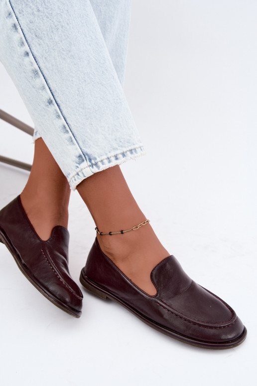 Mocassini da donna in finta pelle color bordeaux Mireliah