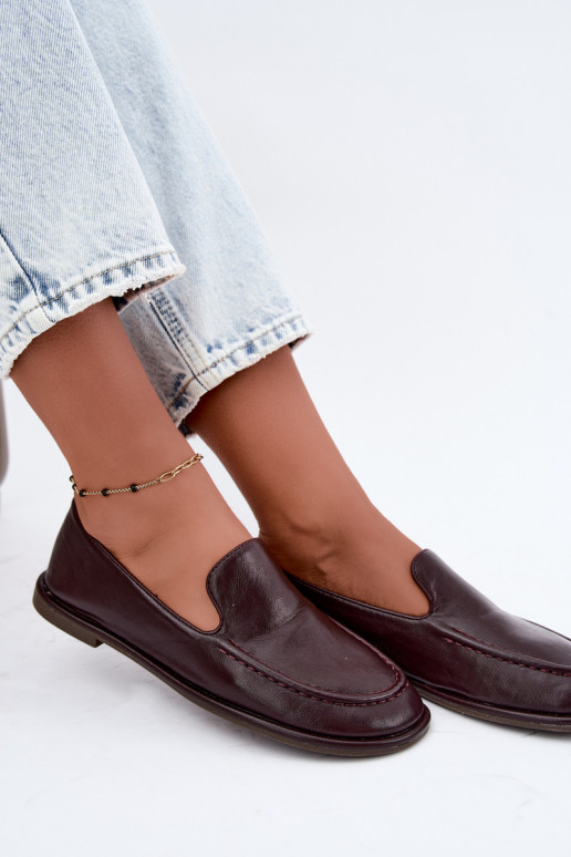Mocassini da donna in finta pelle color bordeaux Mireliah