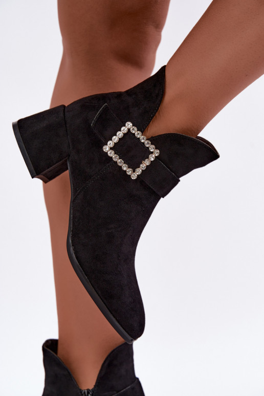 Stivaletti con cinturini e fibbia decorativa in nero Ameline