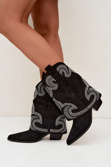 Stivaletti decorati in stile cowboy con tacchi in nero Irvena