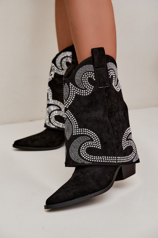 Stivaletti decorati in stile cowboy con tacchi in nero Irvena